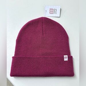 Unisex Adult Topo Designs Damson Wine Wool Blend One Size Beanie Cap Hat